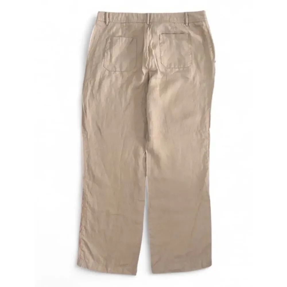 Banana Republic Women’s 100% Linen Tan Wide Leg Trouser Pants Size 8